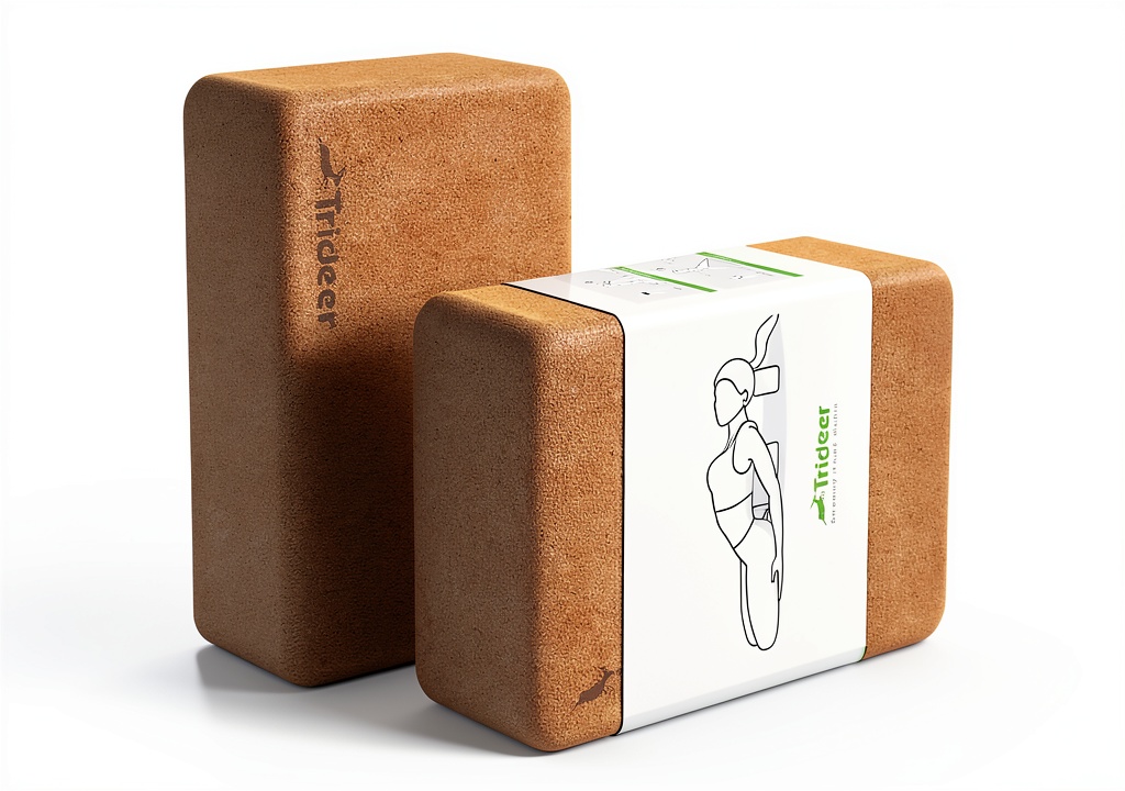 Trideer cork yoga blocks being used in a yoga studio
