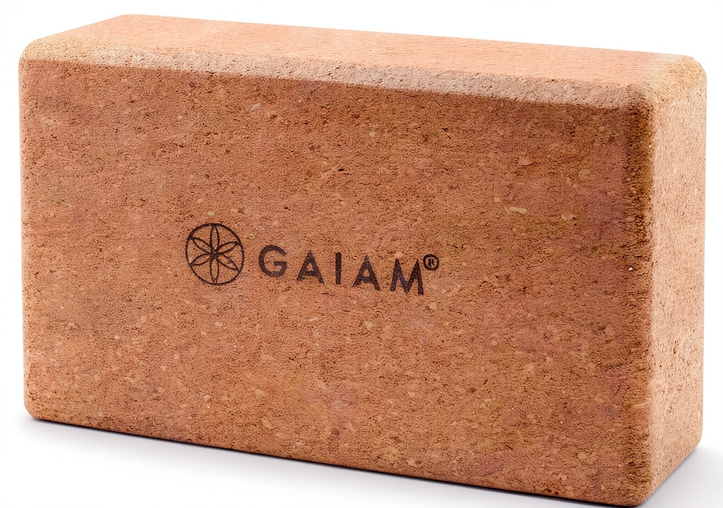 Gaiam Cork Yoga Brick used in a yoga studio